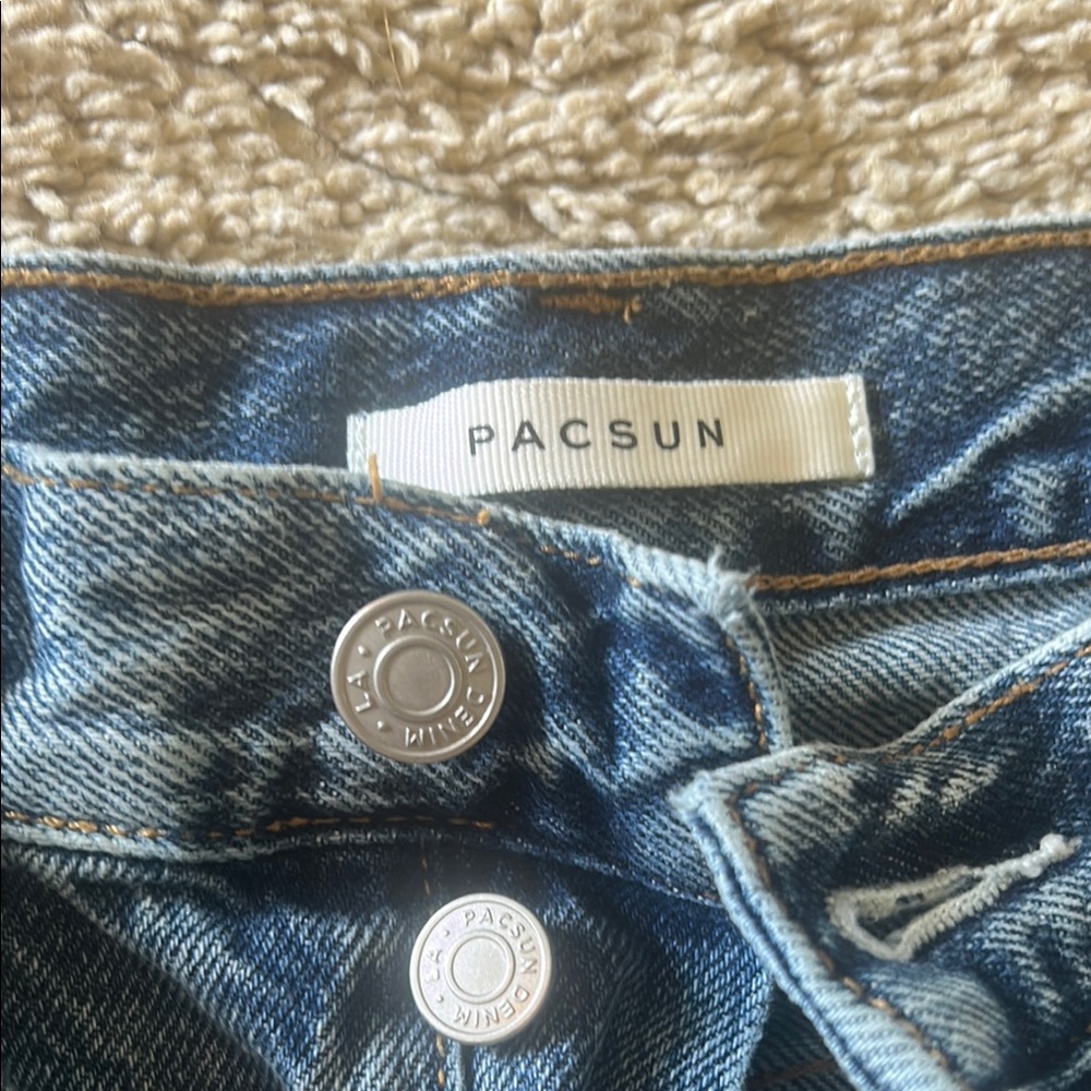 PacSun High Rise straight Distressed Med wash Button Fly Jeans womens size 27 - Picture 2 of 3